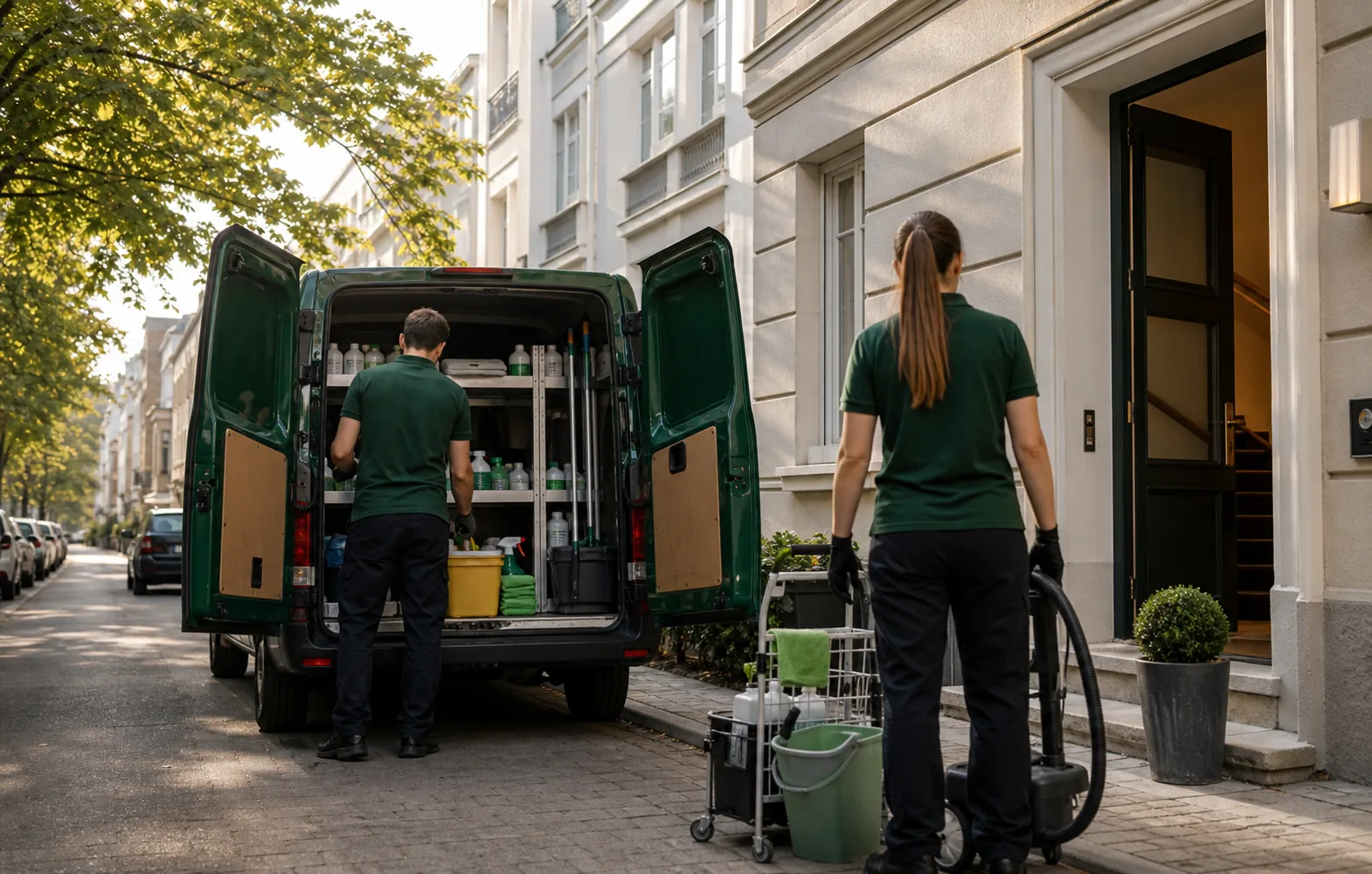 Einsatzfahrzeug einer Gebäudereinigung in Düsseldorf